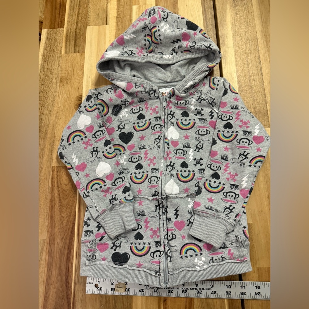 Paul Frank Gray Hoodie with Pink‎ and Black Fun Print